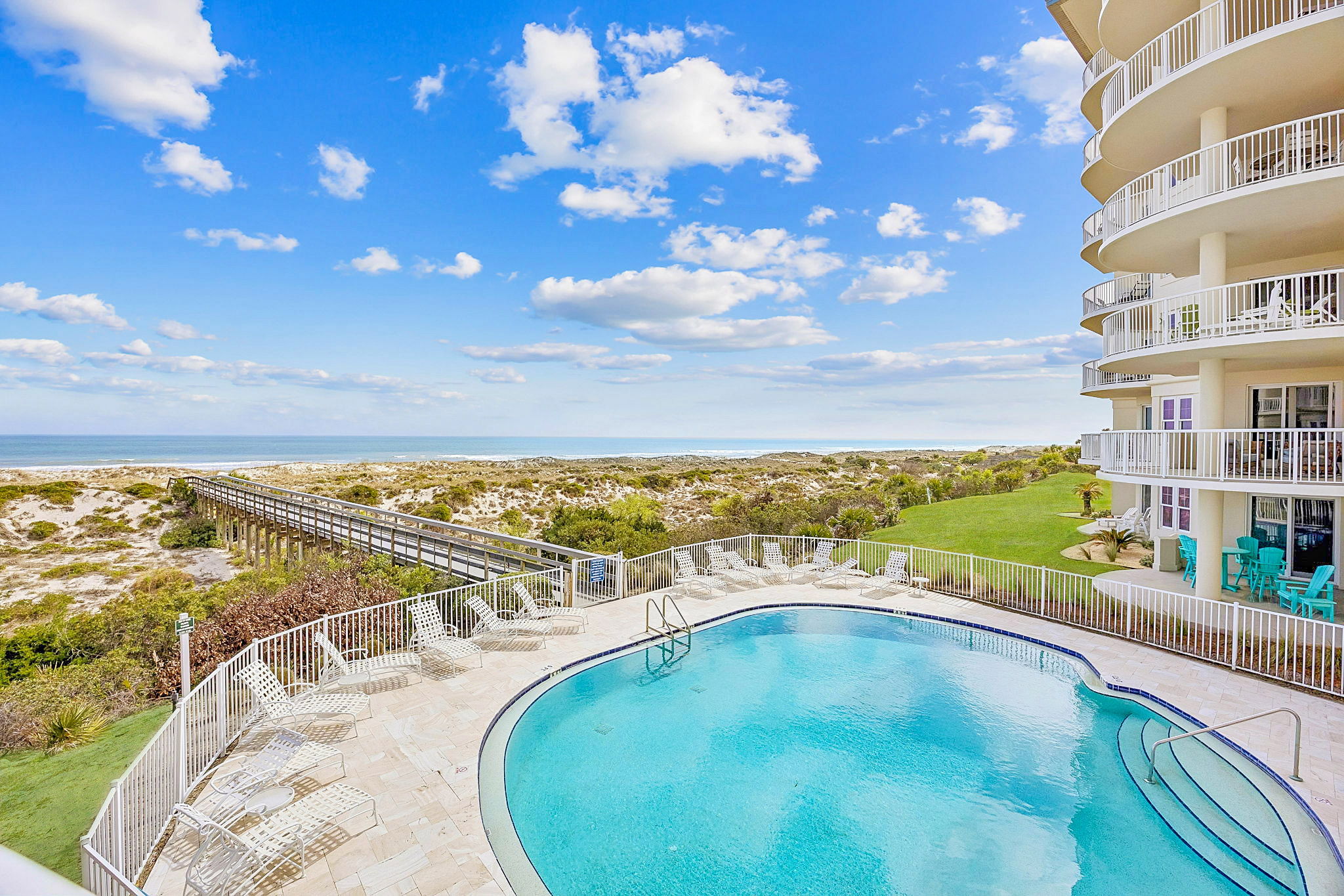 ... allowing you to relax on the balcony while keeping an easy line of sight to children or friends swimming below.