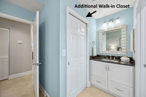 An additional walk-in closet adds even more storage, a great bonus for longer stays.