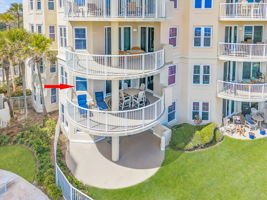 As a corner unit, the oversized wraparound balcony is one of the most impressive outdoor spaces in the building ...