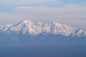 Snow capped mountains view from house