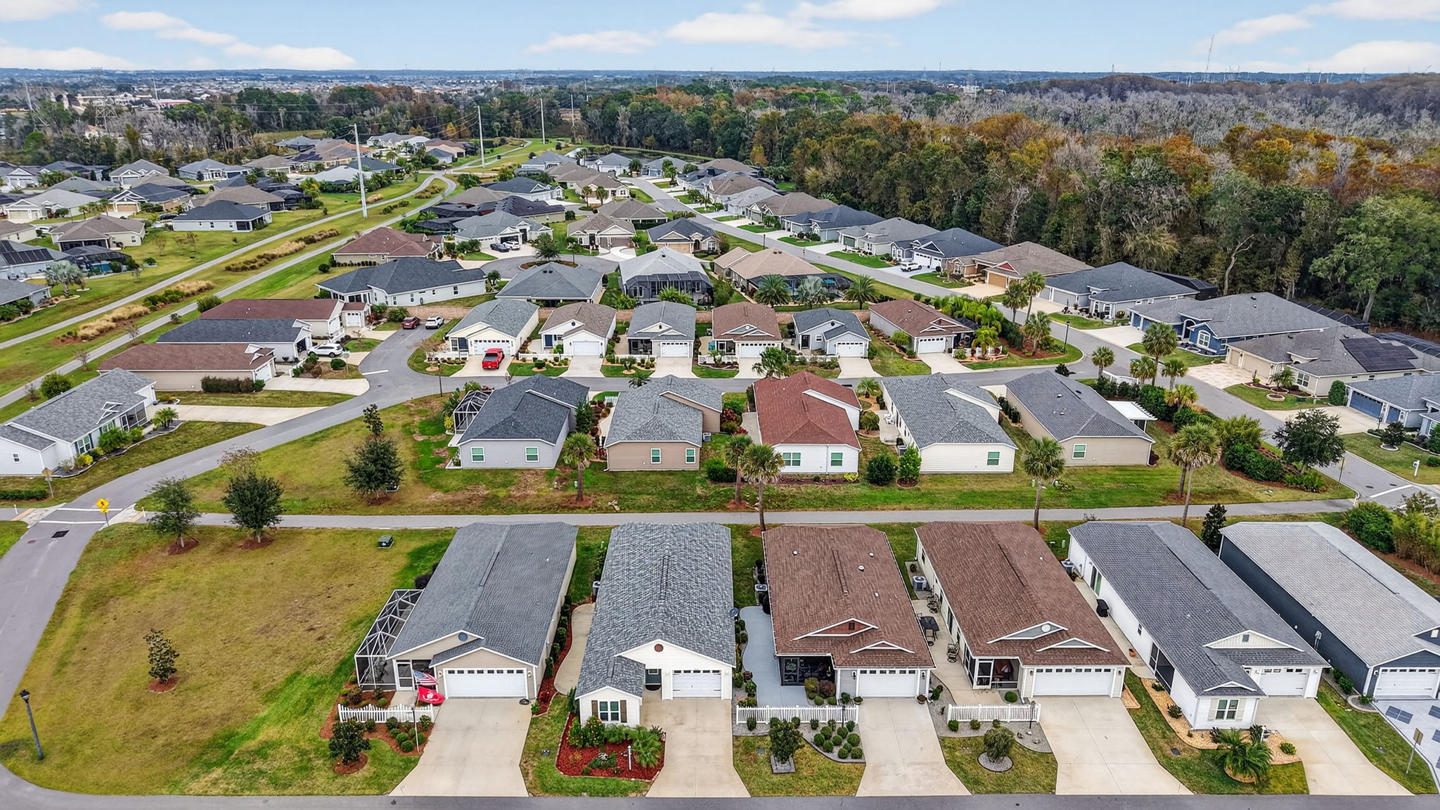 Aerial with Walking and Bicycling Trails Behind Home