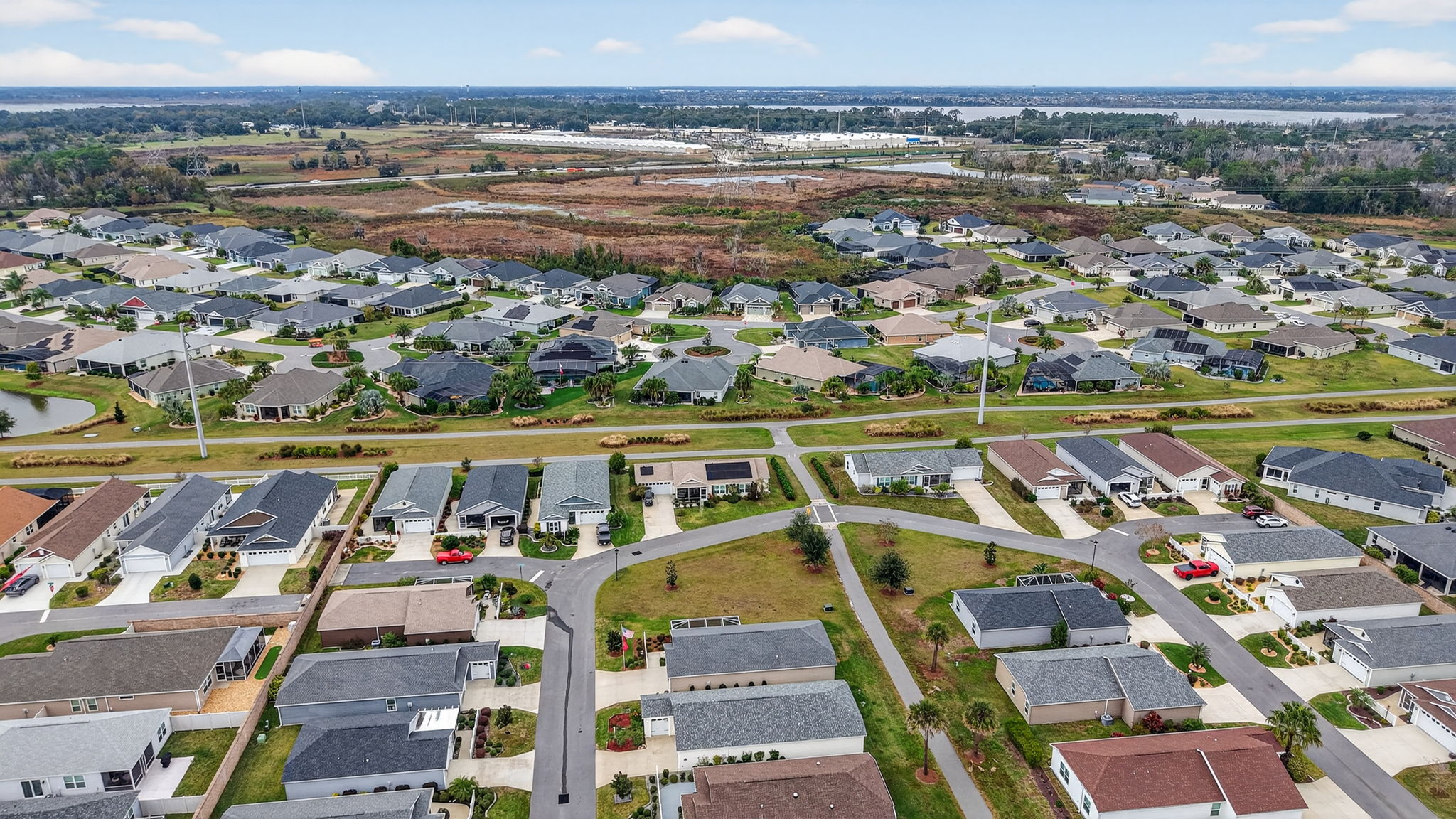 Aerial with SR 44 and Walking and Bicycling Trails Behind Home