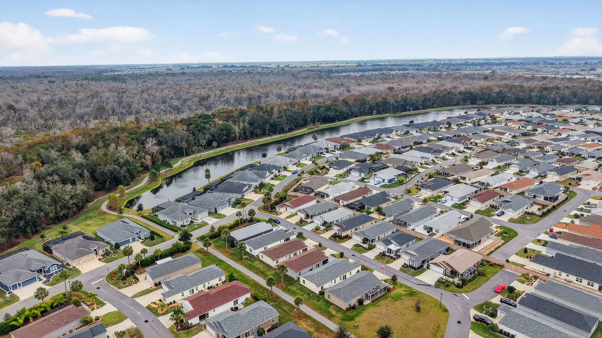Aerial with Walking and Bicycling Trails Behind Home