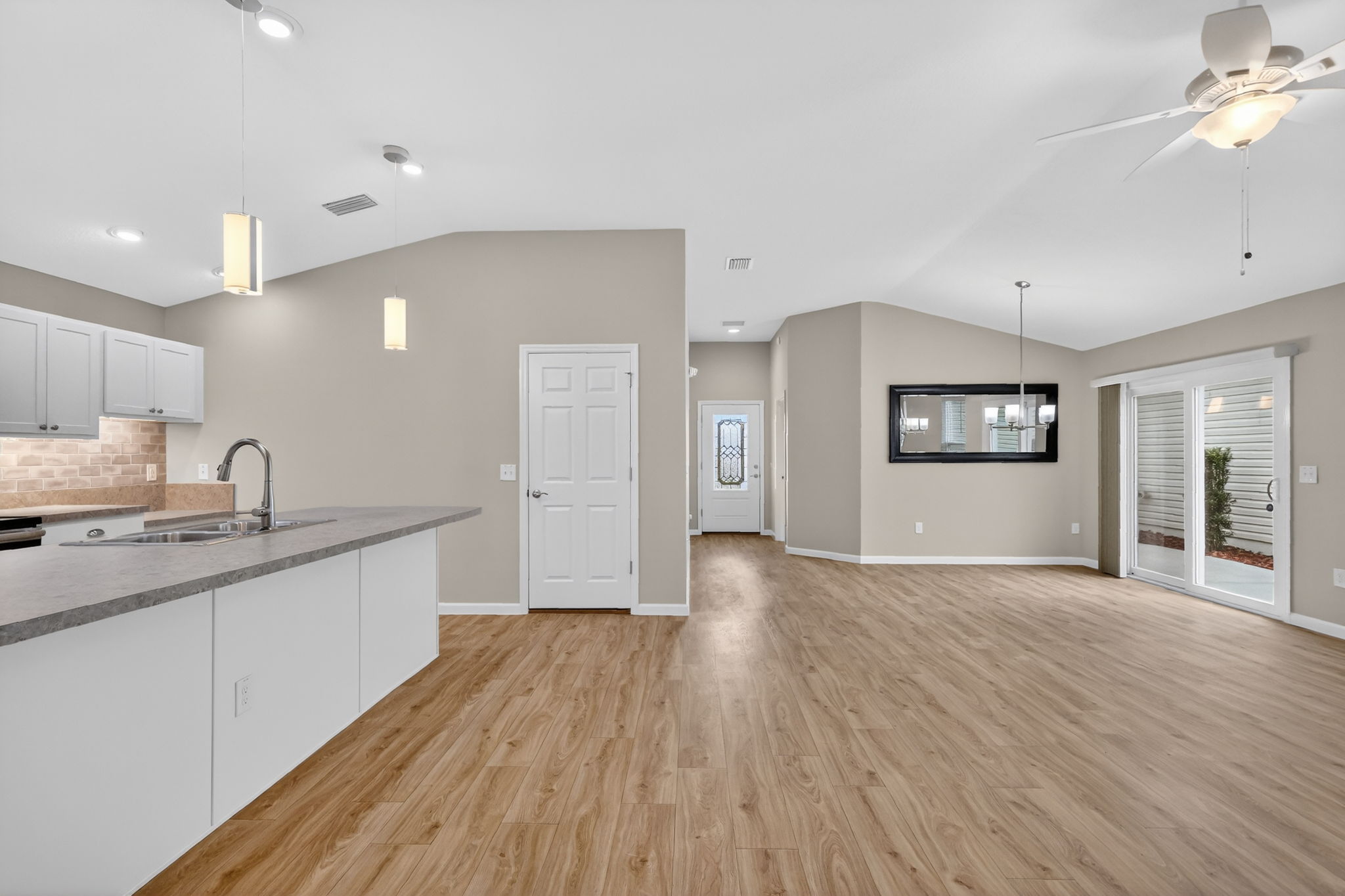 Kitchen, Living, and Dining Rooms