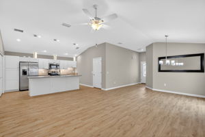 Kitchen, Living, and Dining Rooms