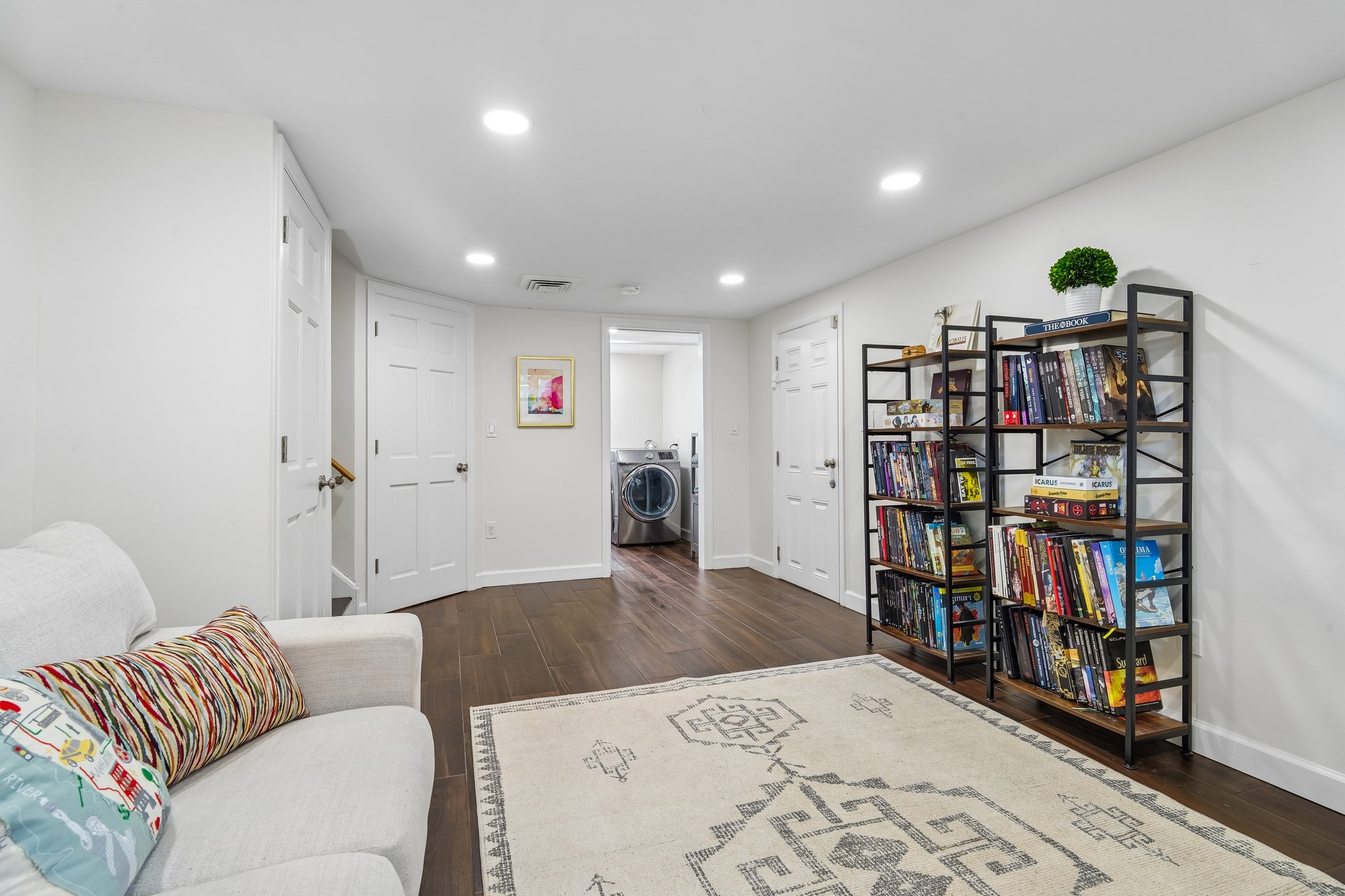 Comfortable Family Room with access to garage