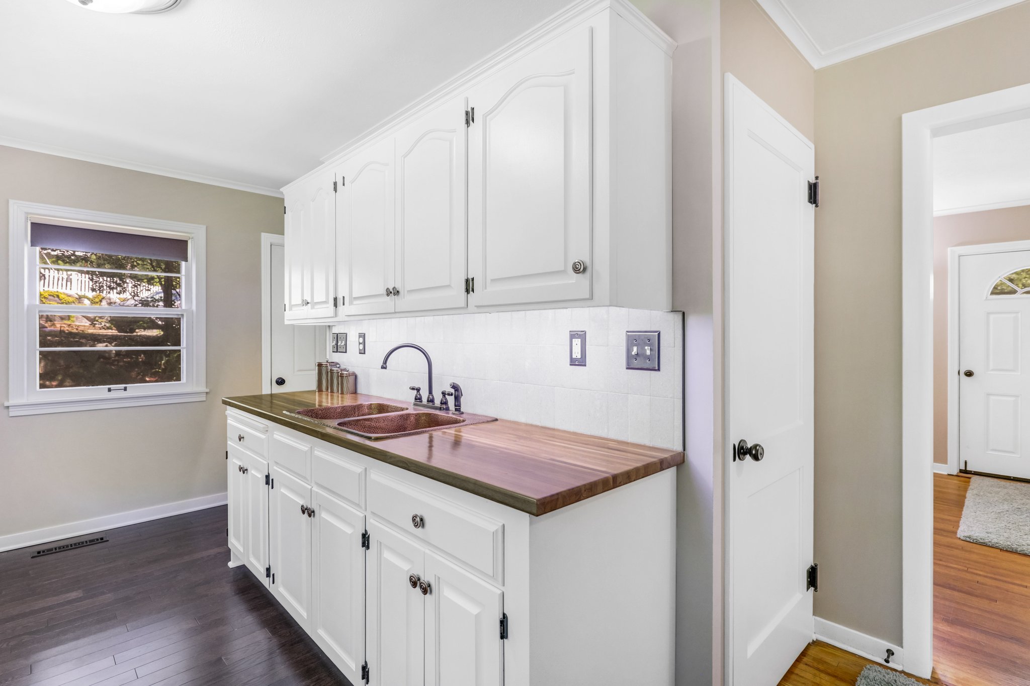 Kitchen - Hardwood floor; Hall pantry