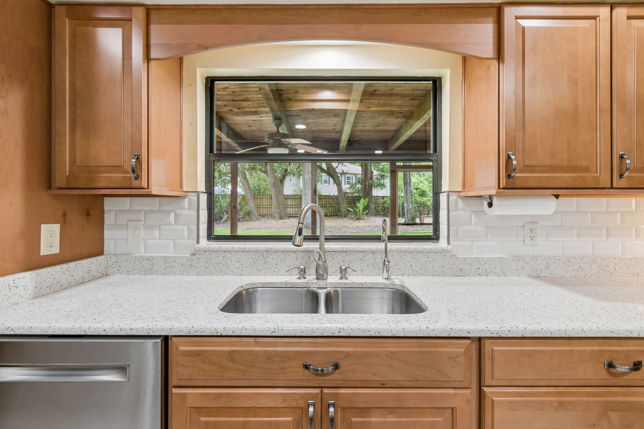 View of the backyard from the sink