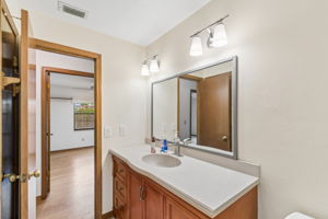 Updated vanity with solid surface counter