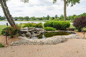 Waterfall Pond with brick paver patio