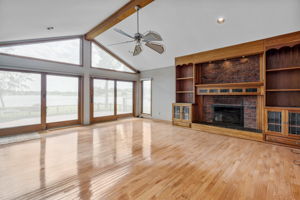 Great room view overlooking cedar deck
