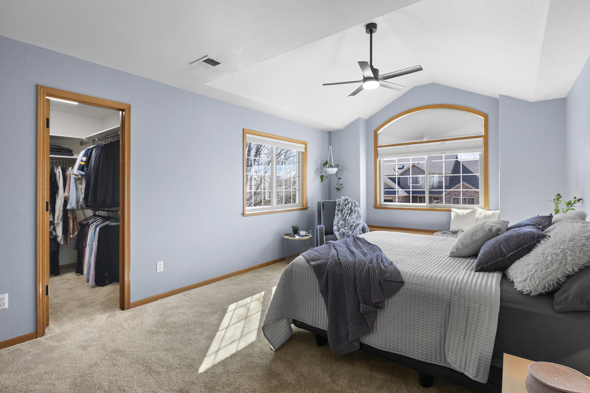 Primary suite with a large walk in closet - just wait until you see it in person.  Mountain views from this bedroom, too!