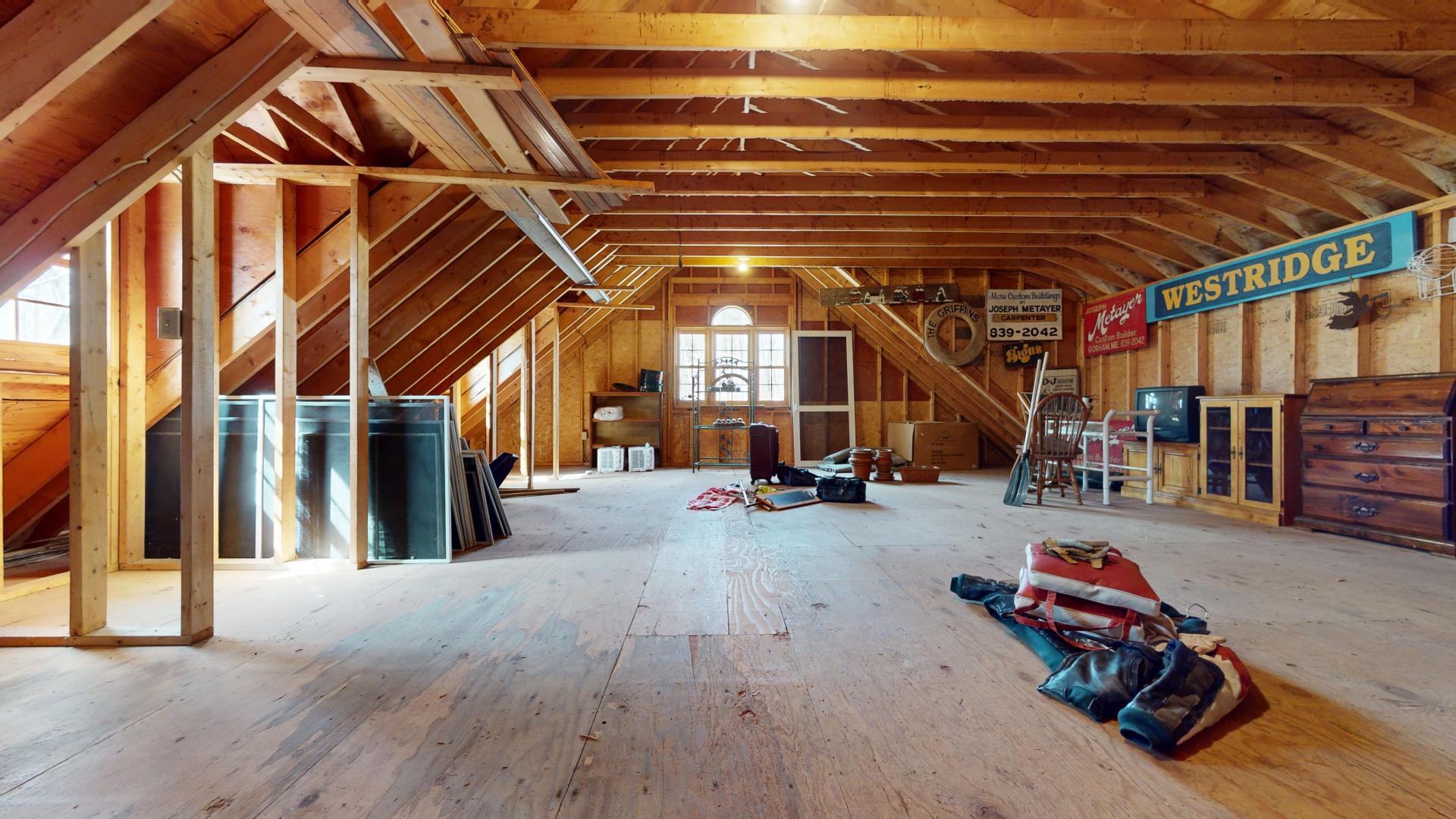 Above the garage. Expand or storage!