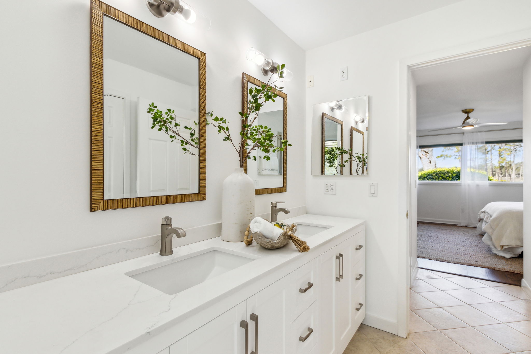 A renovated, spa-inspired master bath ...