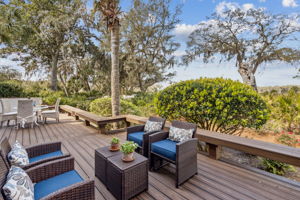 This expansive deck offers breathtaking views of the lush marshland ...