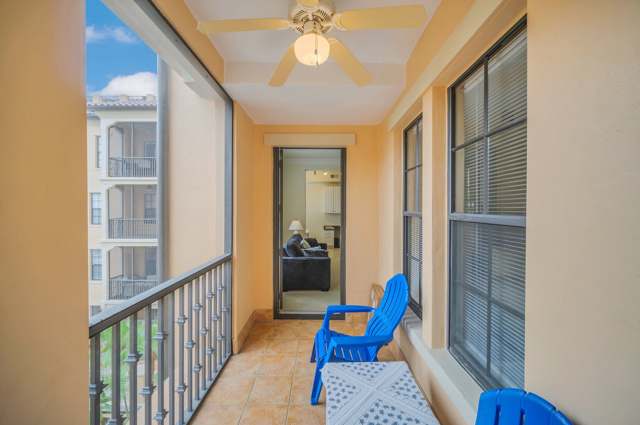 Screen Balcony Overlooking the Palm Courtyard