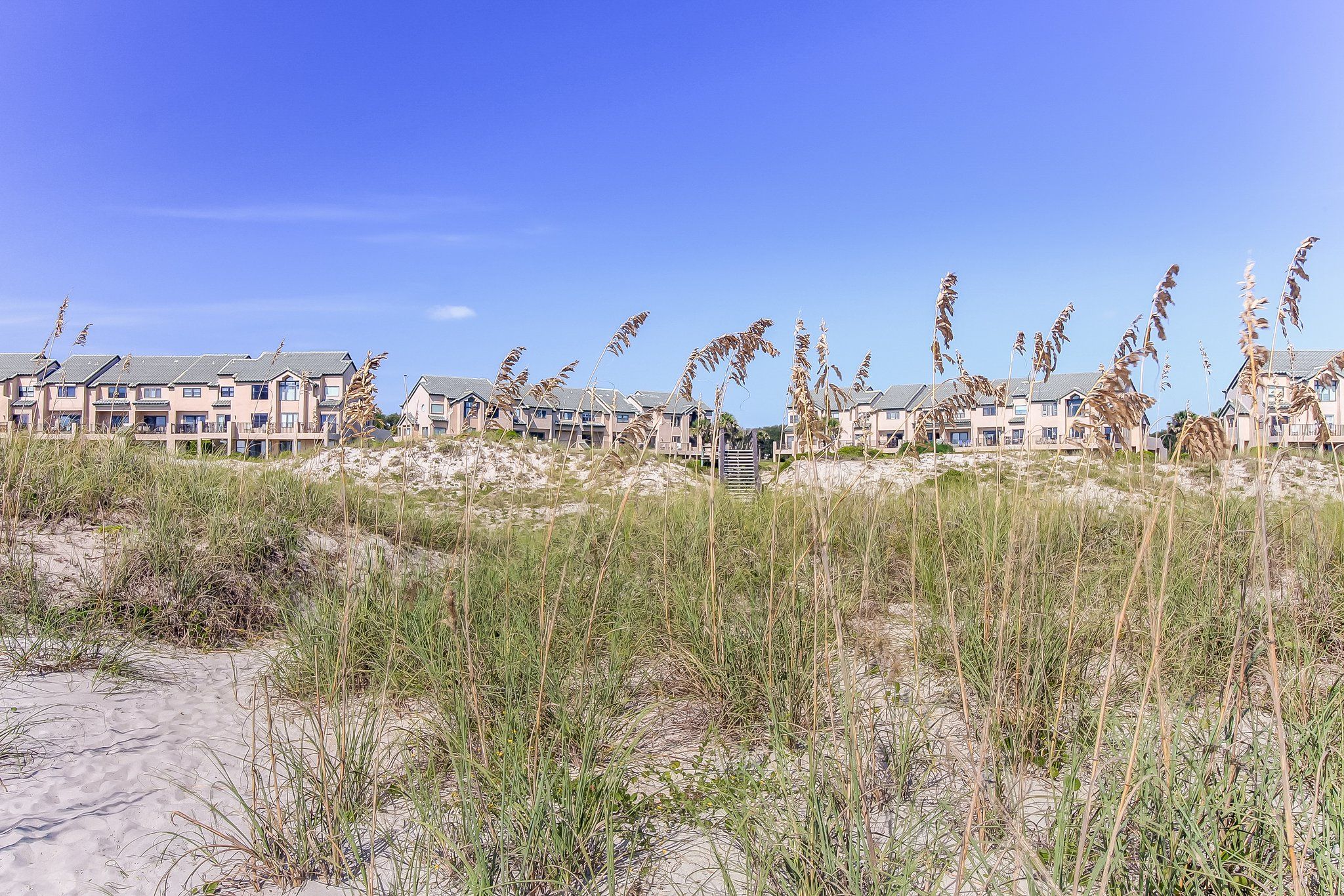 The sea oats, dunes, and white quartz sand ...