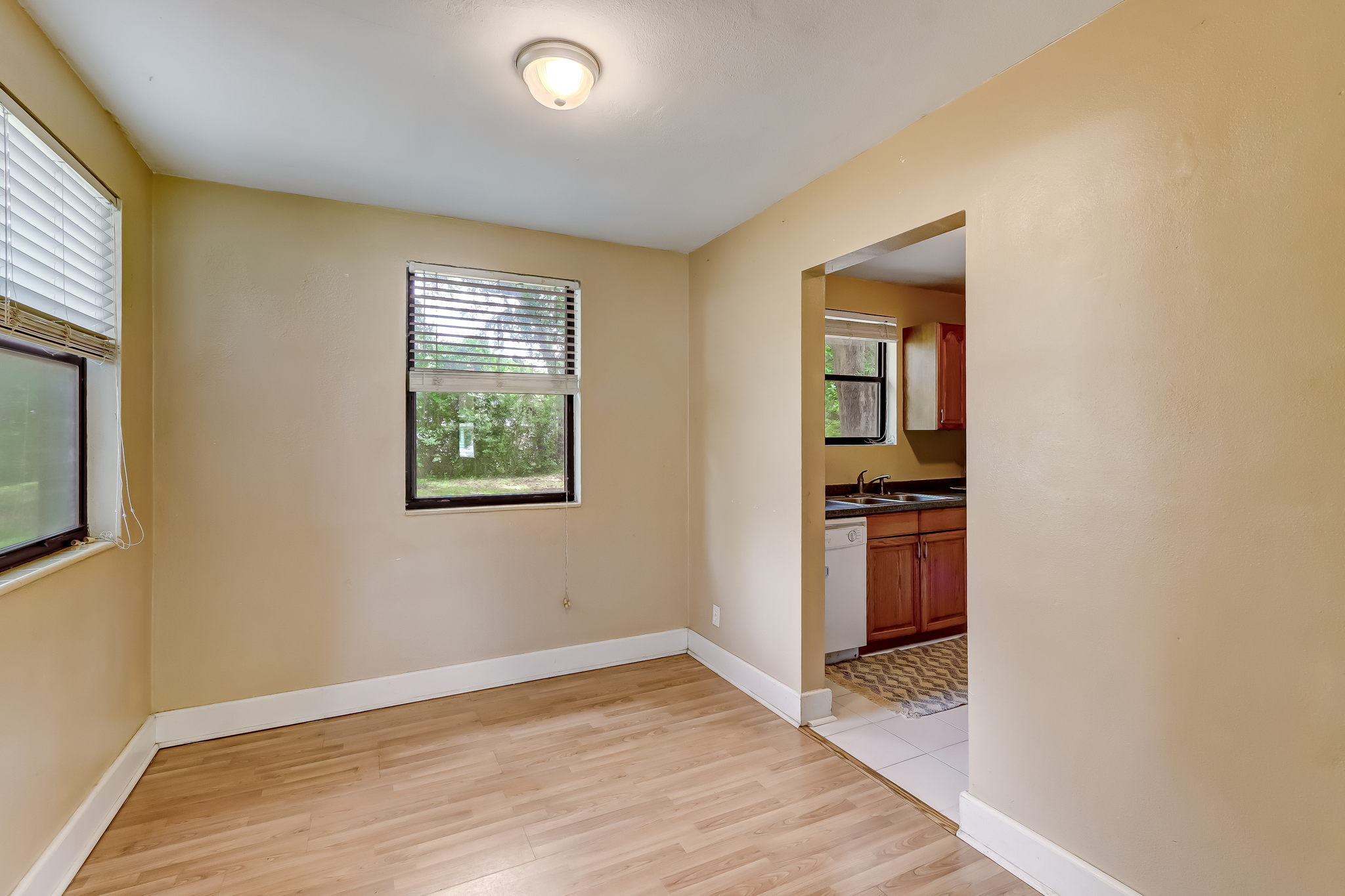 Dining room easily accommodates table for four to six