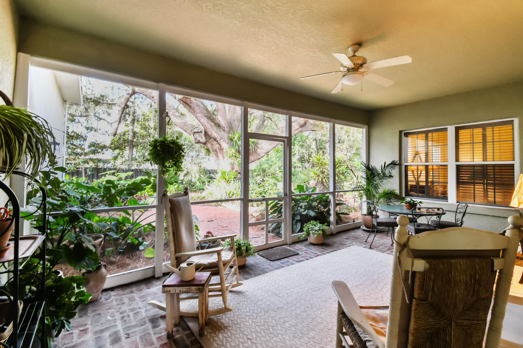 Brick paved screened porch