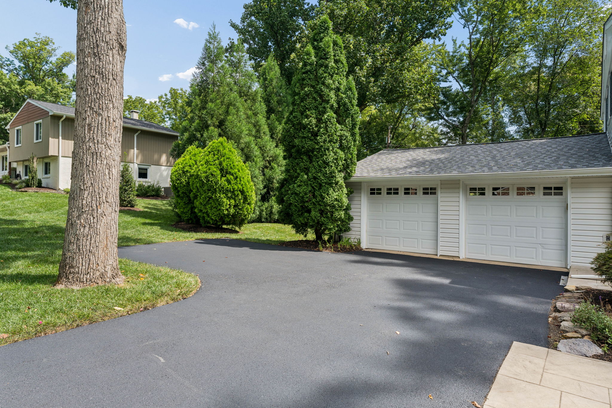Recently repaved driveway
