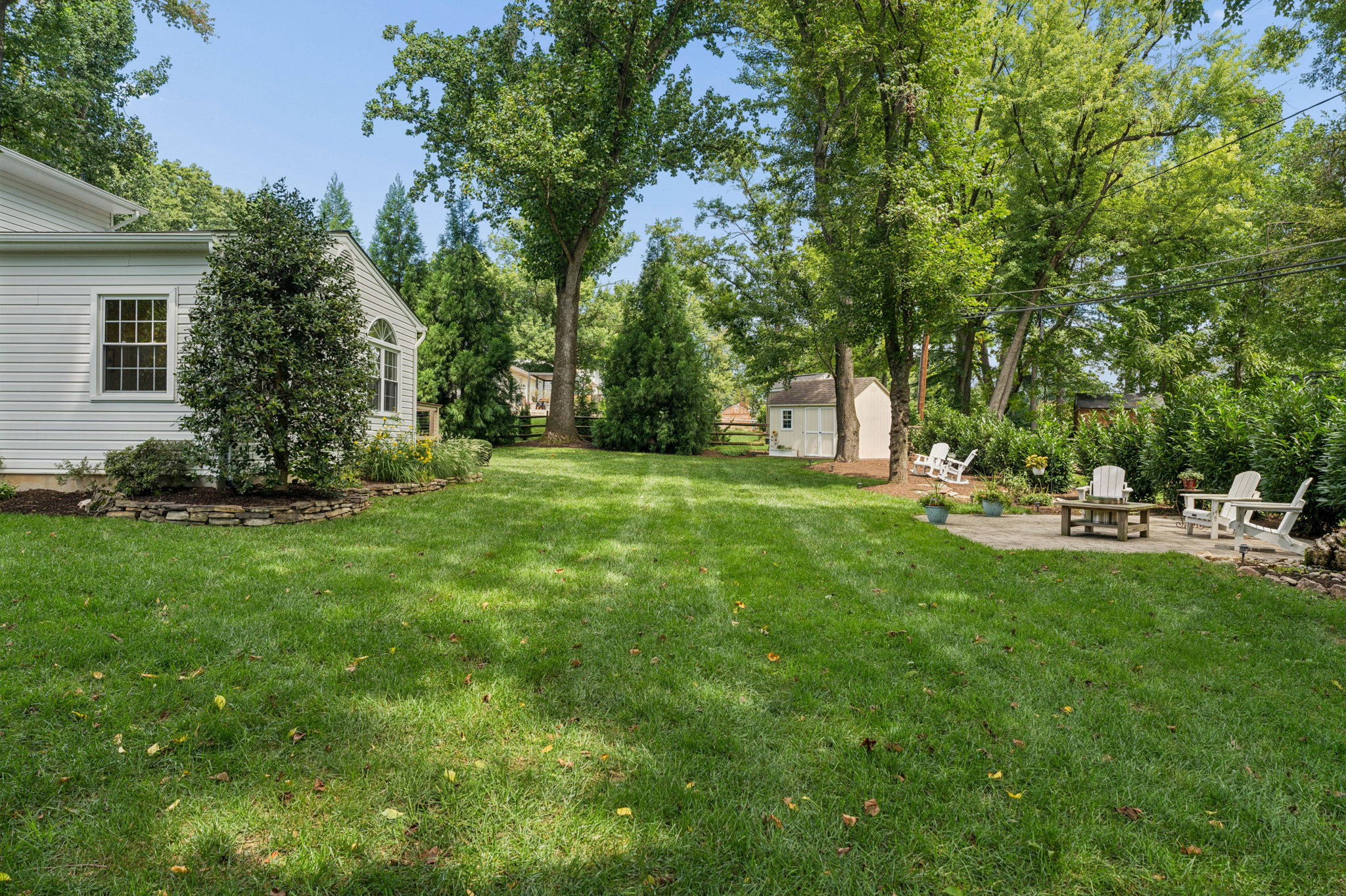 Fenced, level backyard