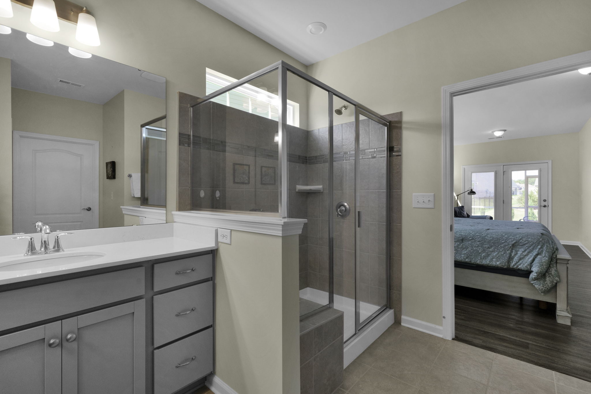Primary Bathroom with large shower and bench