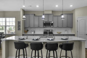 Oversized quartz island with ample seating