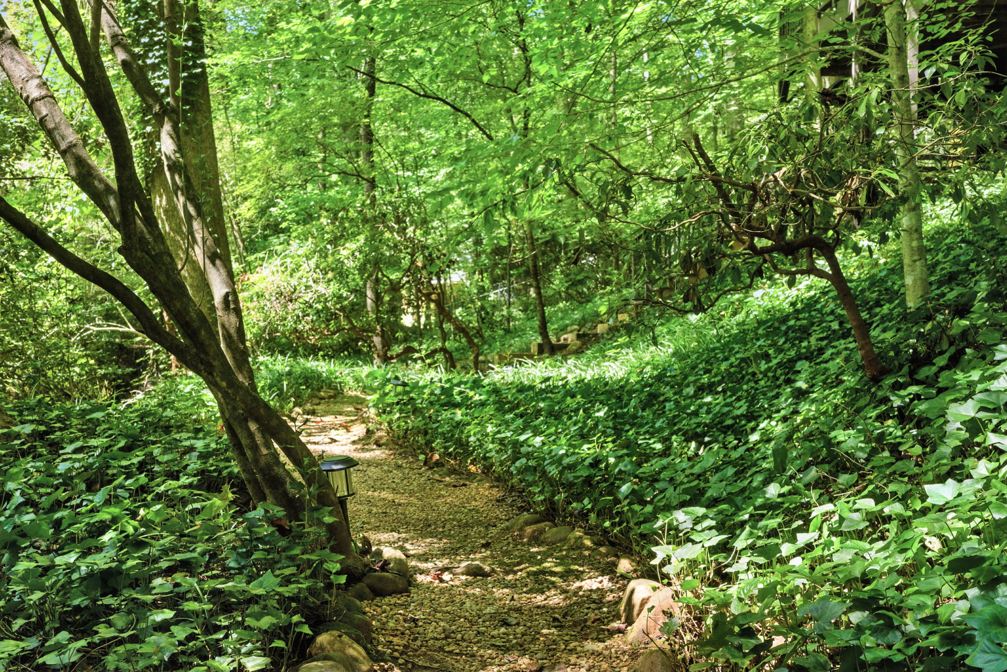 Pebble trail on property