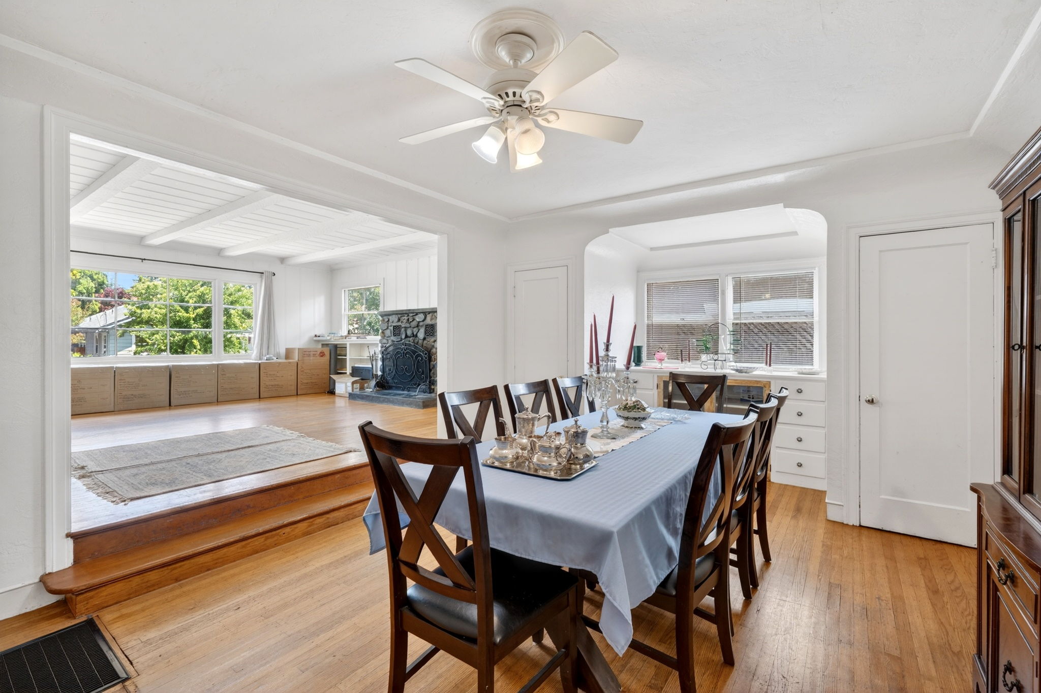 The dining room.  The door on the left goes to the garage and the door on the right is a closet.  The living room is to the left.  The kitchen to the right and 2 of the bedrooms and a bathroom are behind this view.