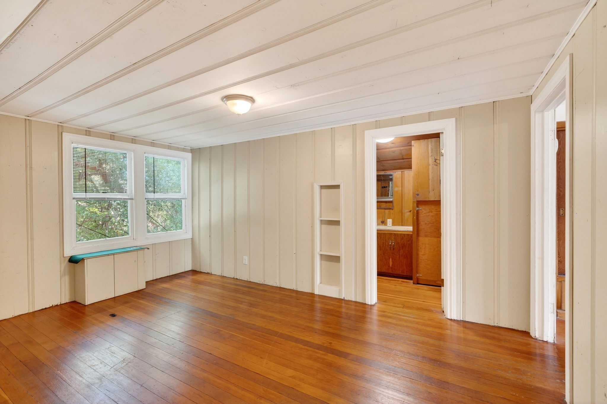 The upstairs sitting room.  The bedroom is to the right and the bathroom straight forward.