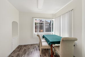The breakfast nook with built in storage.