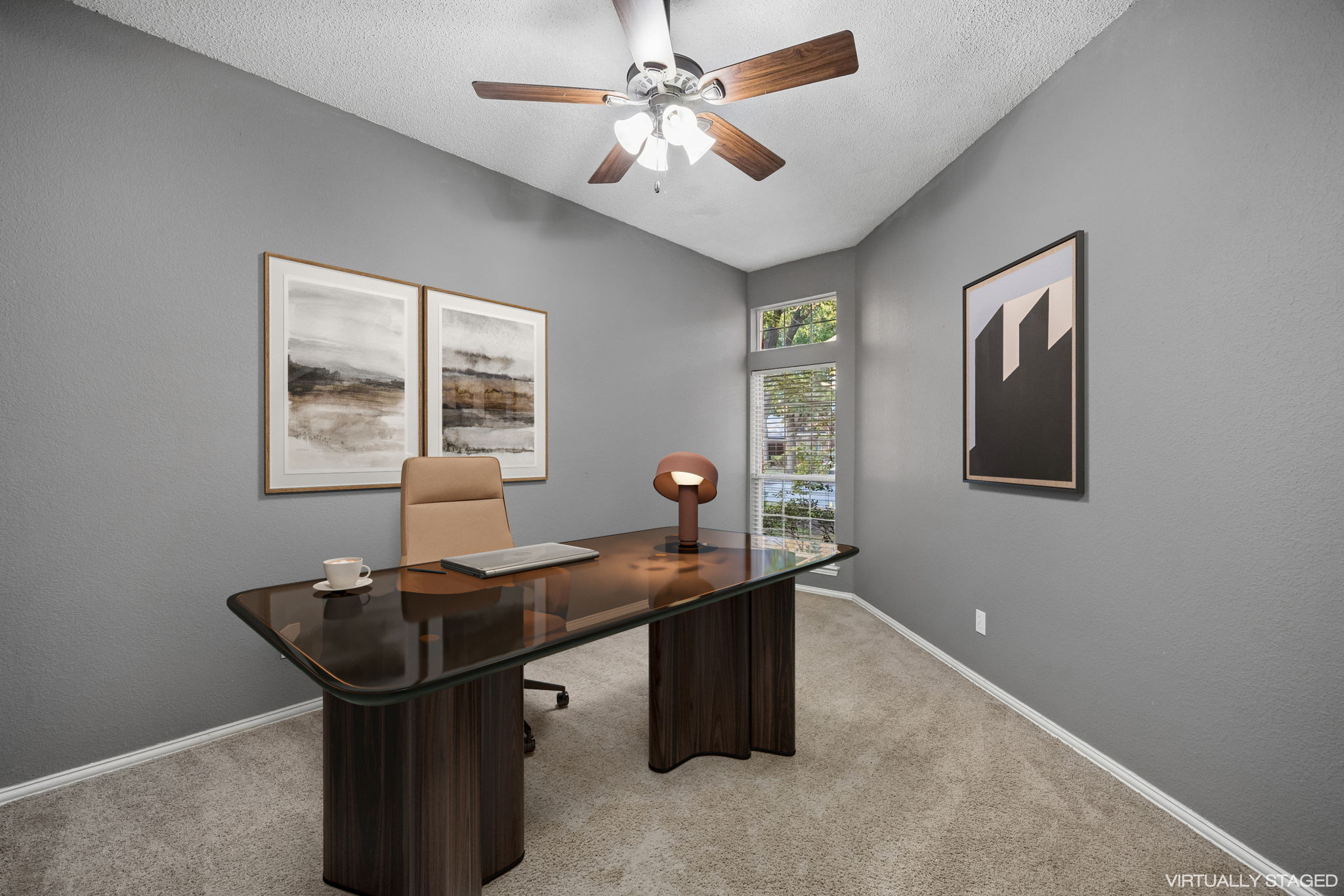 Virtually Staged Bedroom as Office