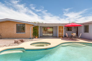 Pool/spa and view of covered patio