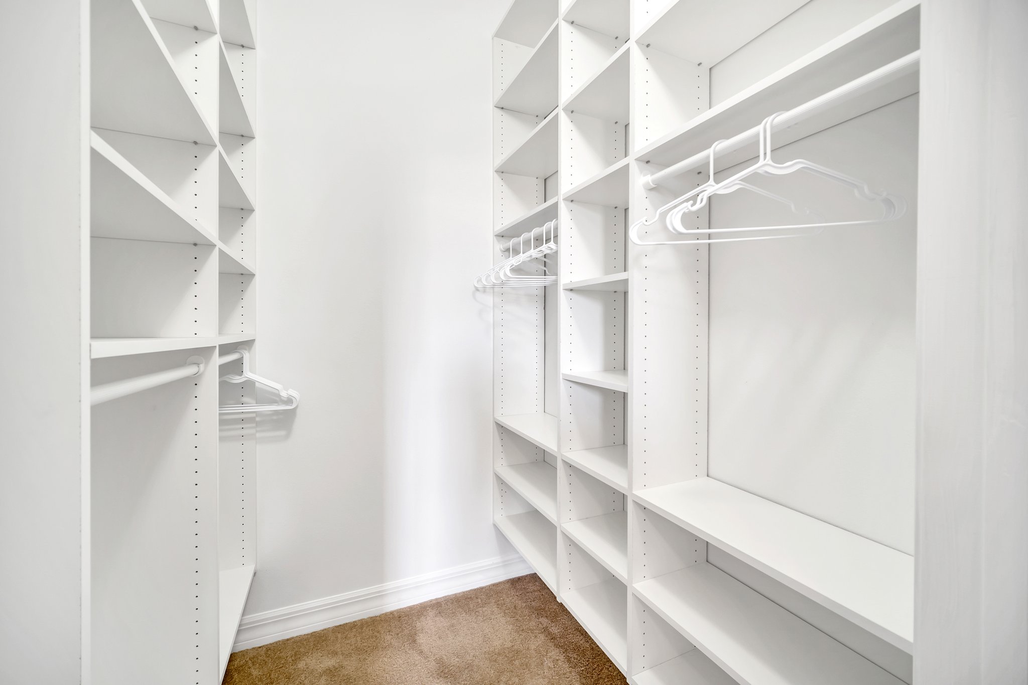 Walk-In Closet with Custom Built-In Shelves
