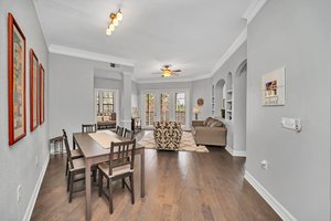 Entry, Living, Dining with Wood Floors