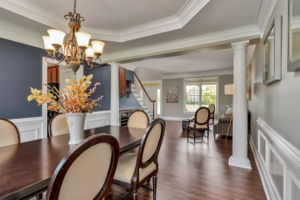 Easy entertaining with dining opening to kitchen and living room.