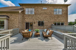 Expansive deck has built-in seating and storage. Great size and set up for entertaining.