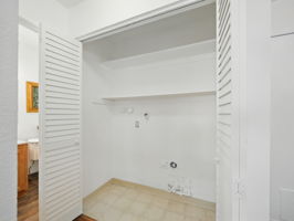 Laundry Closet with hook-ups on ground floor close to Kitchen