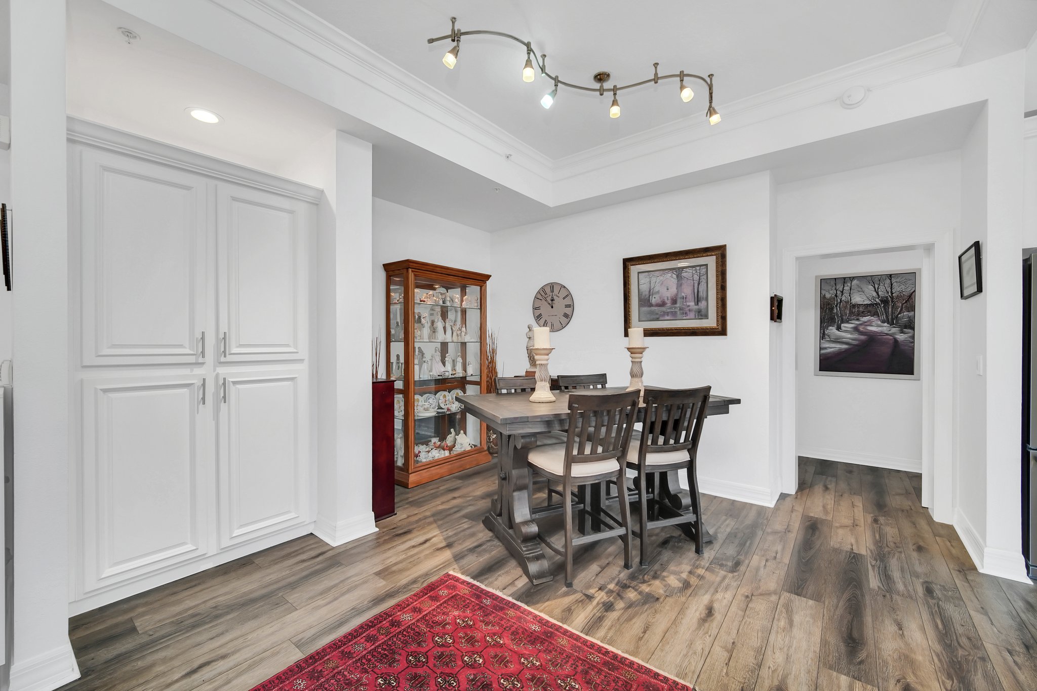 Dining Room with Custom Built in Cabinets