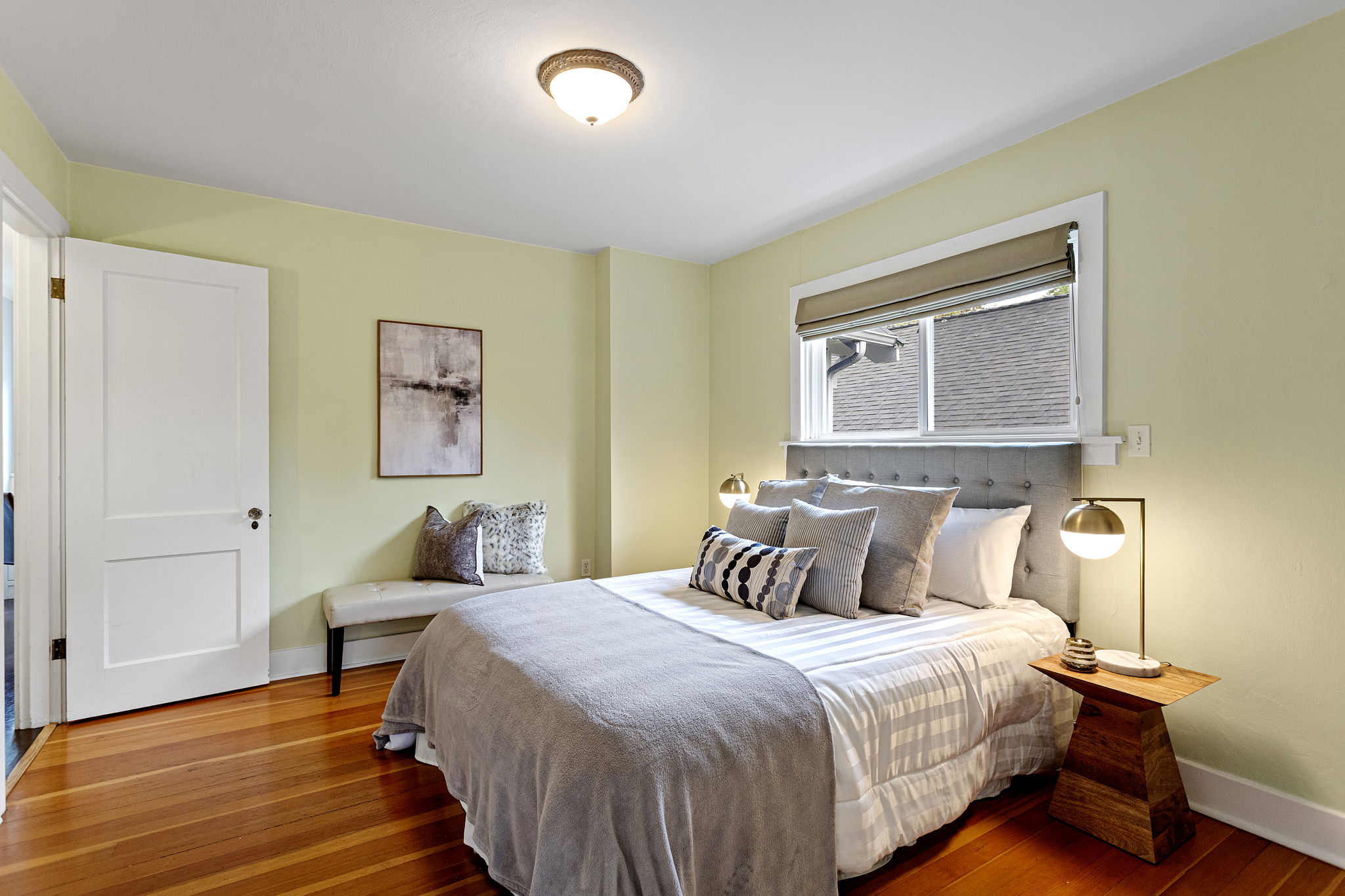 Original red fir, a window, a door to the rest of the house. Nothing extra. Nothing missing.