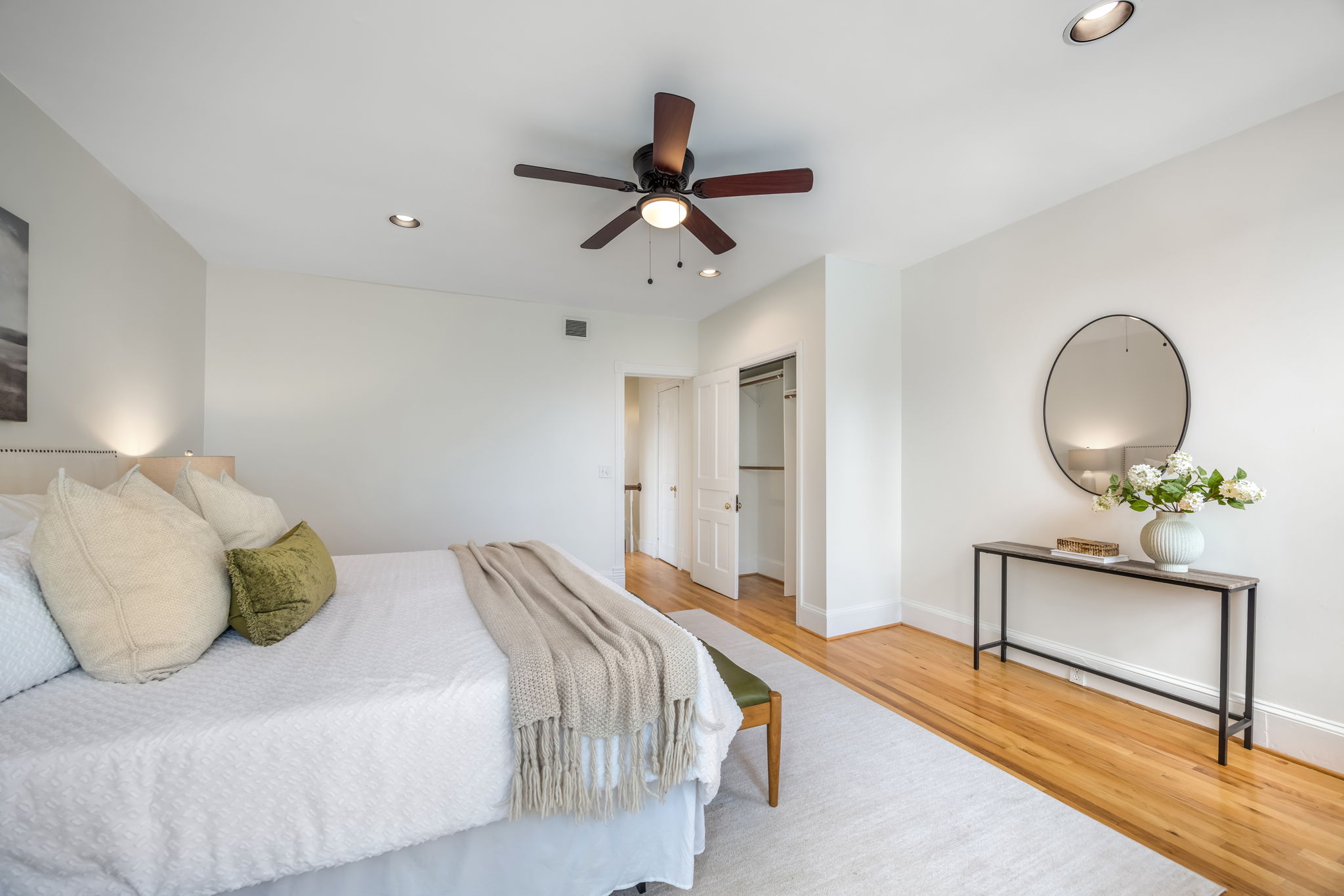 Spacious primary bedroom on upper level