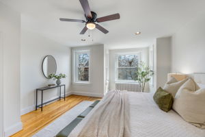 Spacious primary bedroom on upper level