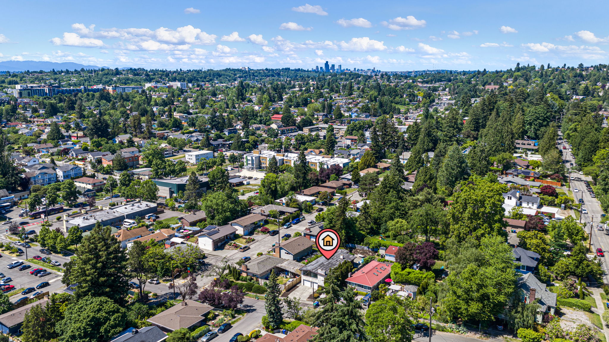 Seward Park. Seattle skyline on the horizon. The neighborhood speaks for itself.