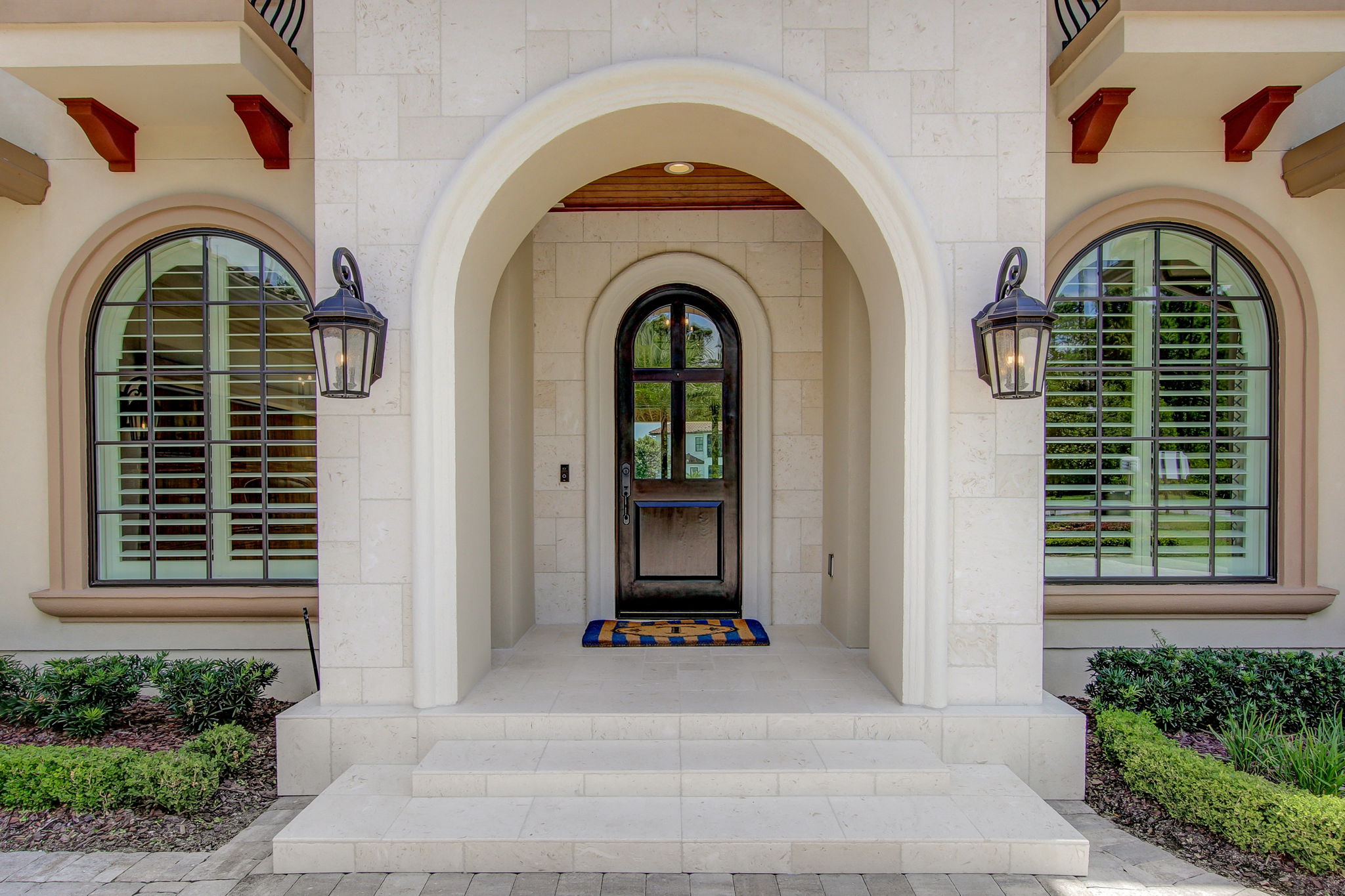 Travertine Accented Front Entry