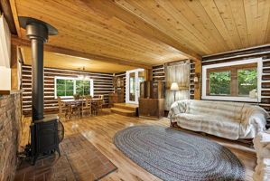 View from kitchen space into living area.