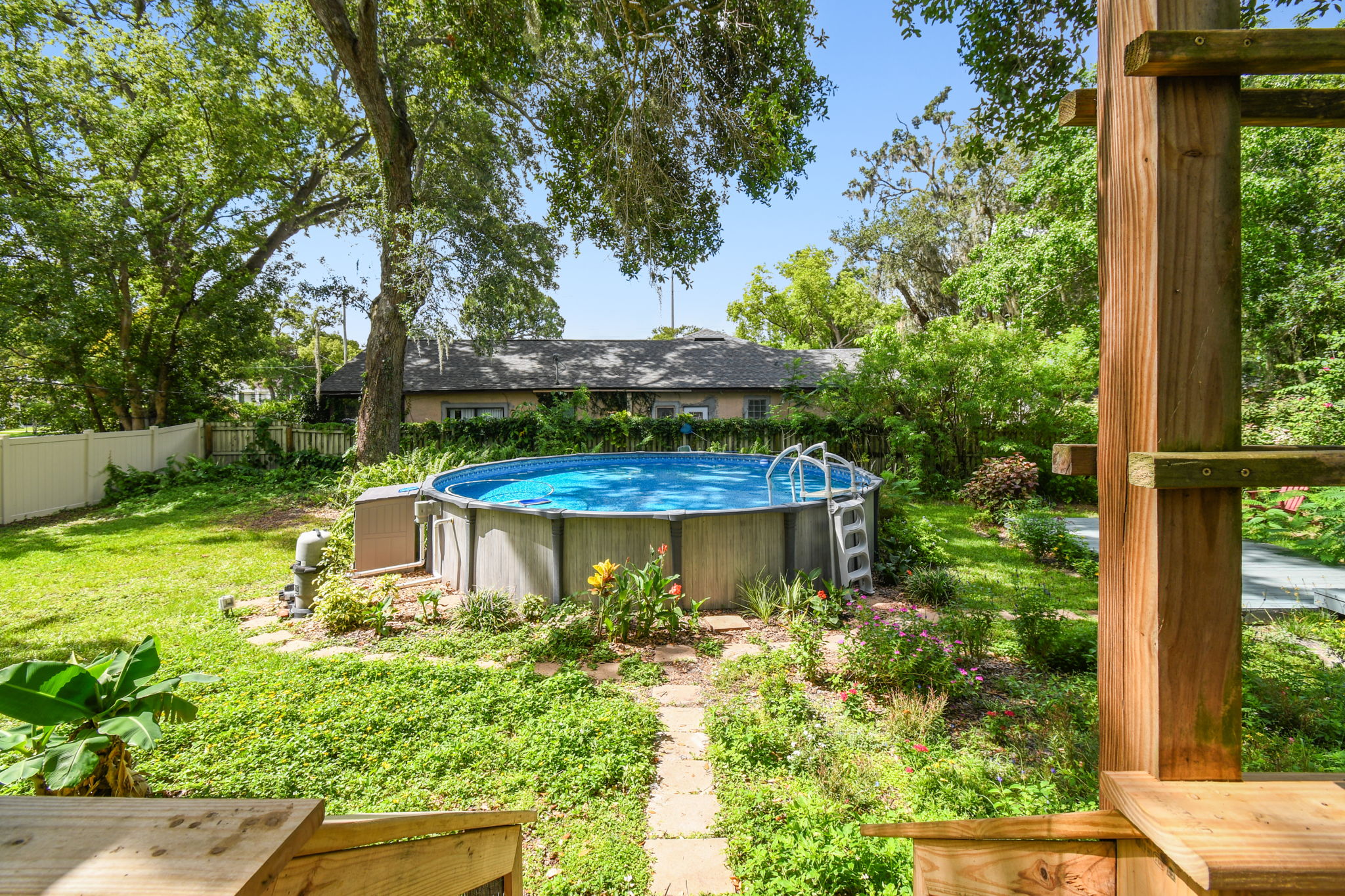 Butterfly gardens adjoin the pool