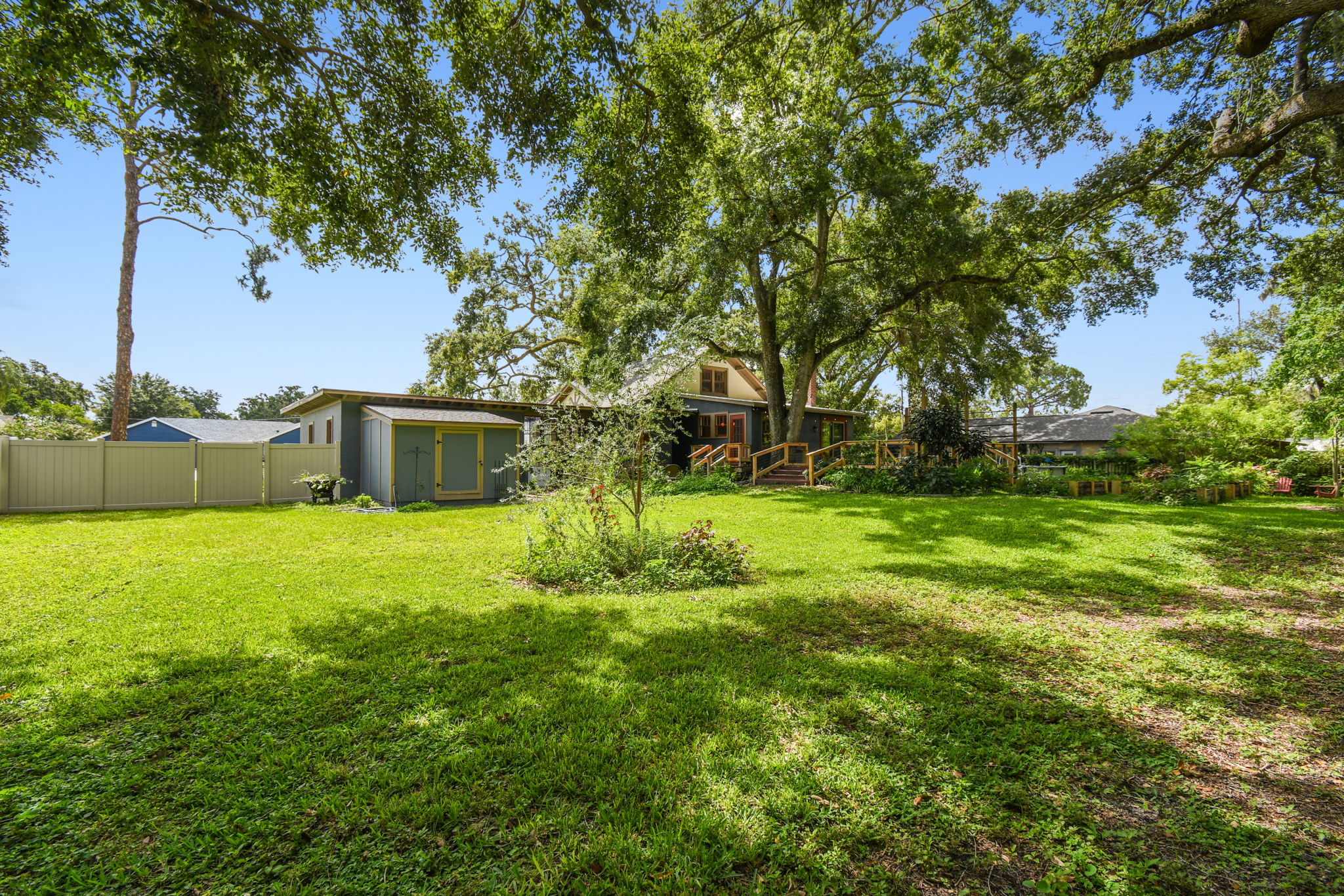 Fully fenced backyard provides lots of privacy