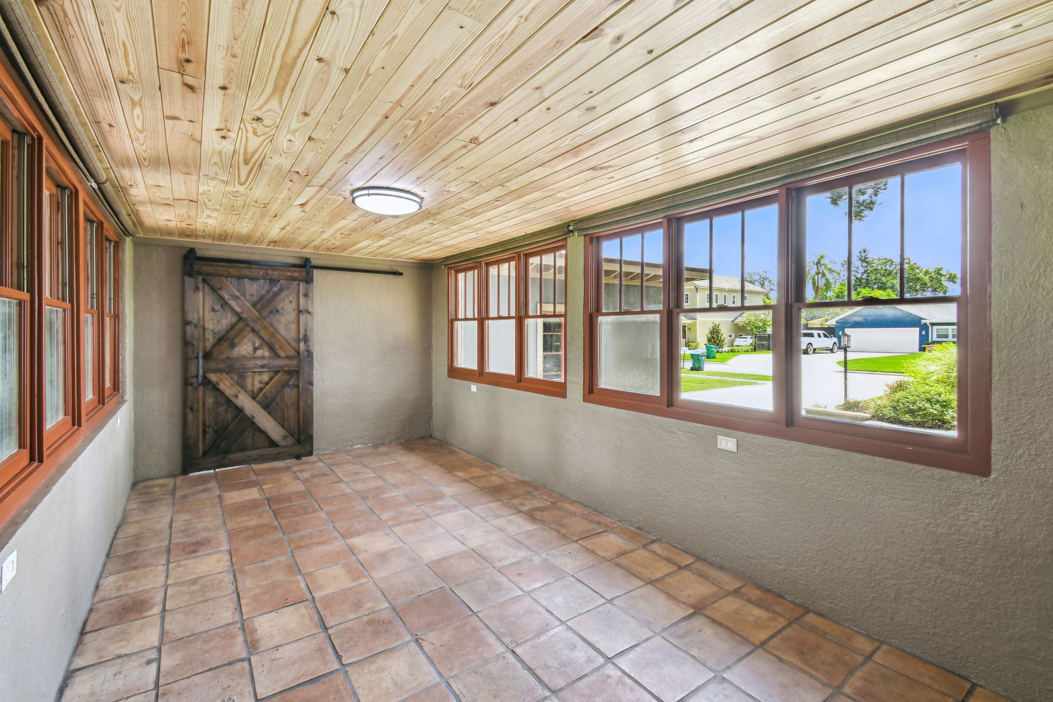 Breezeway has new tongue & groove ceiling