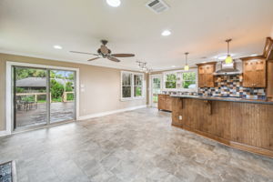 Family room opens to large wood deck