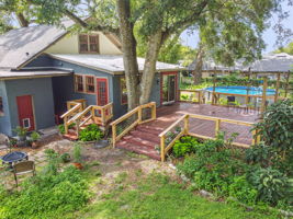 Aerial of back deck and home